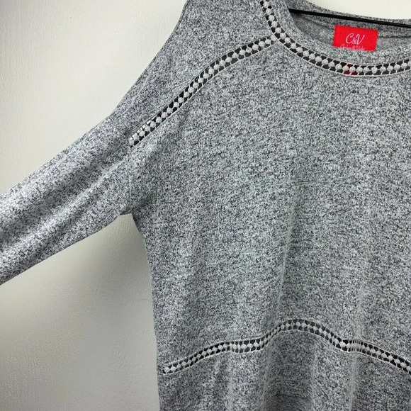 Chelsea & Violet Sweater Womens XS Gray Pullover Crochet Bohemian Boxy Ladies - Picture 7 of 13